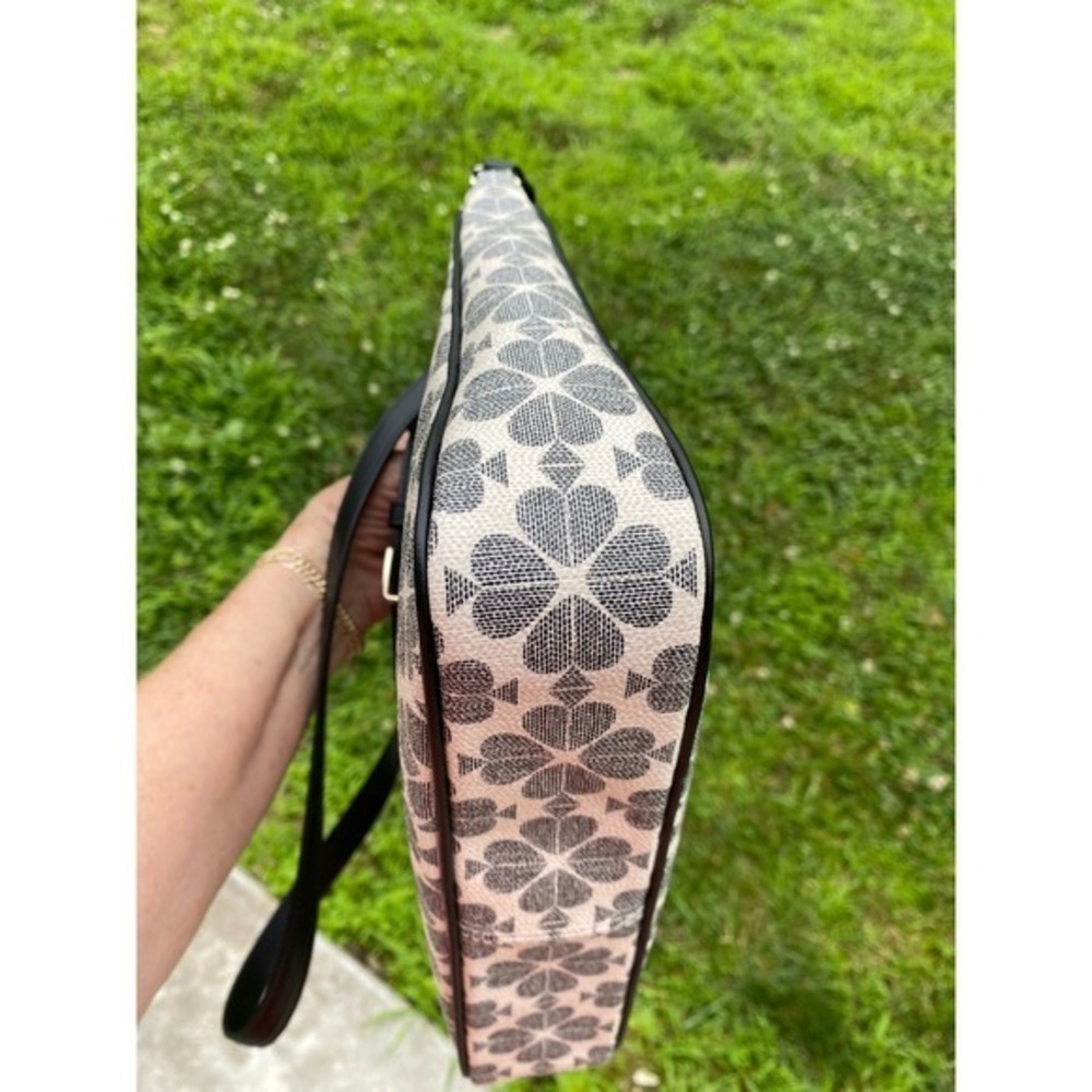 Kate Spade Spade Flower Jacquard Large Swingpack Crossbody Bag Black Cream Purse - Picture 11 of 14